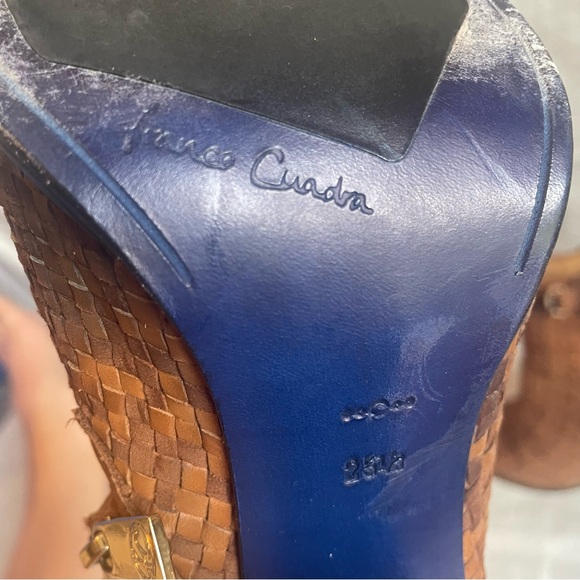 Franco Cuadra Calfskin Basketweave Heeled Ankle Boots 8.5 - Picture 9 of 10